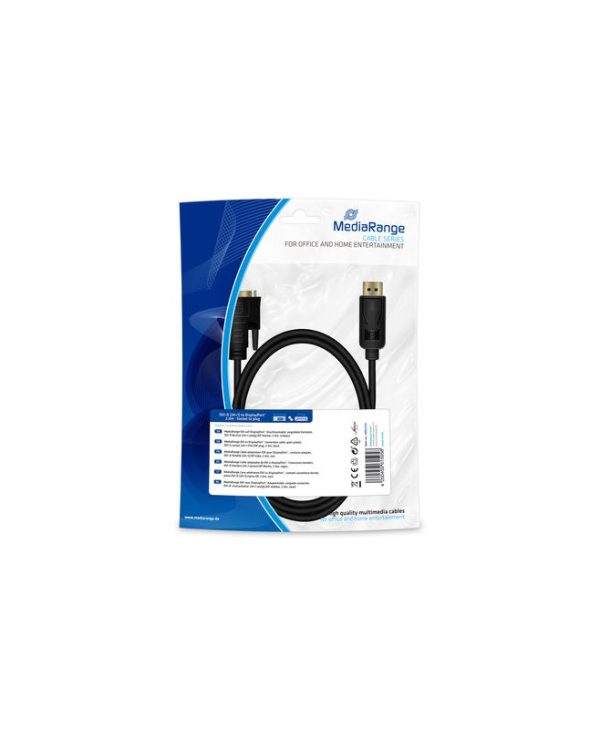 MediaRange Cable DVI-D Female - DisplayPort Male Gold Plated 2m Black MRCS131