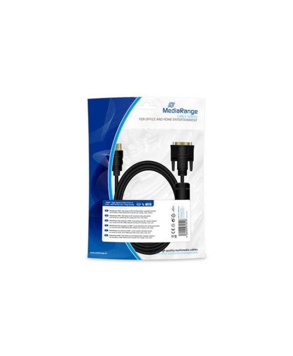 MediaRange Cable HDMI Female - DVI-D Male with Ferrite Core Gold Plated 2m Black MRCS132