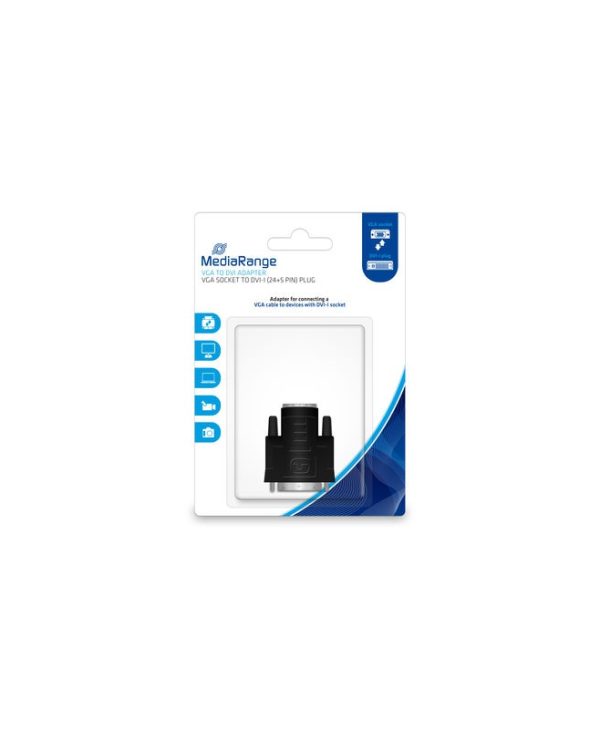 MediaRange Adapter VGA Female - DVI-I Male Gold Plated Black MRCS172