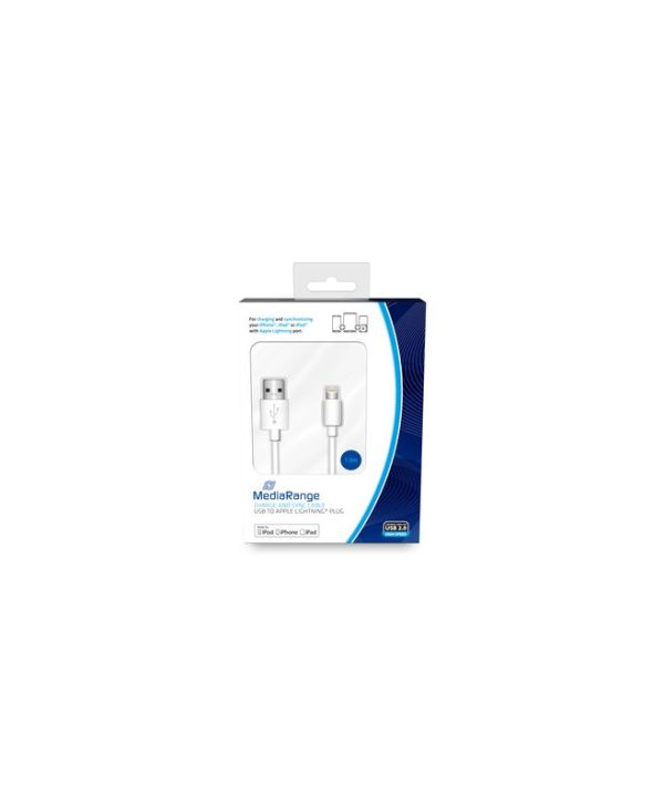 MediaRange Charge & Sync Cable USB 2.0 Male - Apple Lightning Male 1m White MRCS178