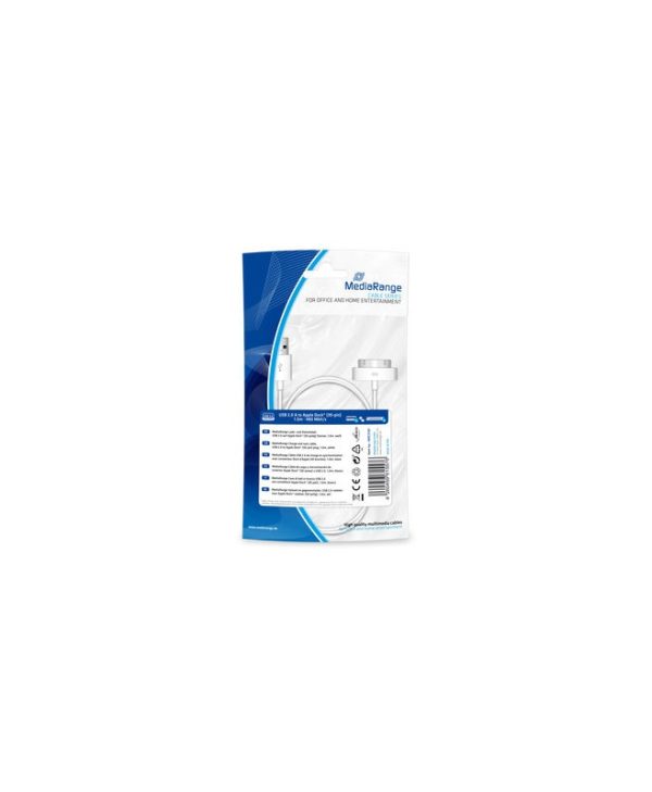 MediaRange Charge & Sync Cable USB 2.0 Male - Apple Dock Male 1m White MRCS181