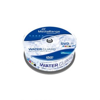 MediaRange DVD-R Waterproof Printable 4.7GB 16x 25 Pack Cake MRPL512
