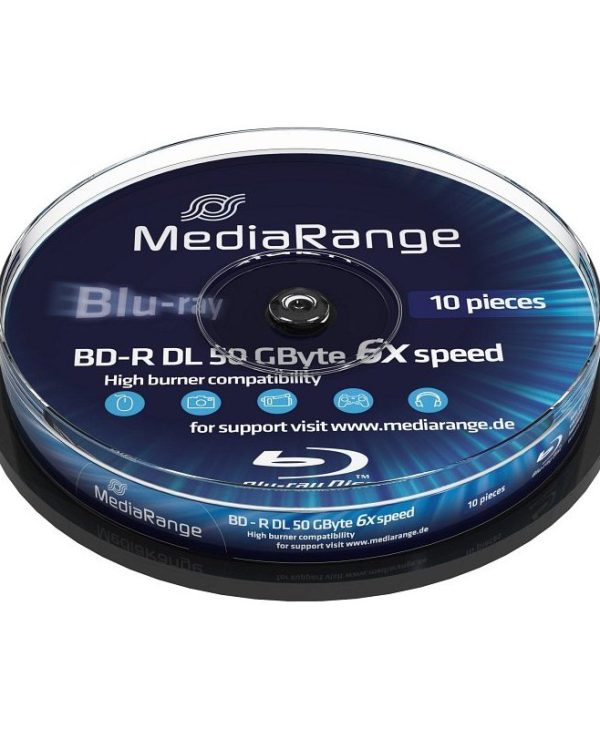 MediaRange BD-R Dual Layer 50GB 6x 10 Pack Cake MR507