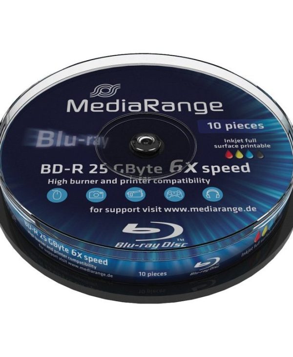 MediaRange BD-R Printable 25GB 6x 10 Pack Cake MR500