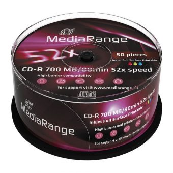 MediaRange CD-R Printable 700MB 52x 50 Pack Cake MR208