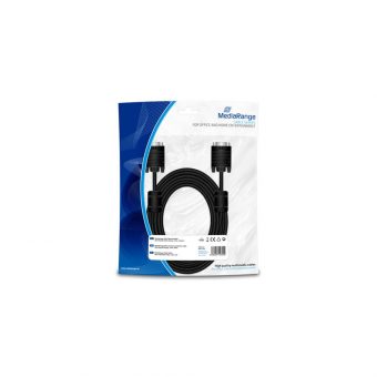 MediaRange Cable VGA Male - VGA Male with Ferrite Cores 5m Black MRCS106