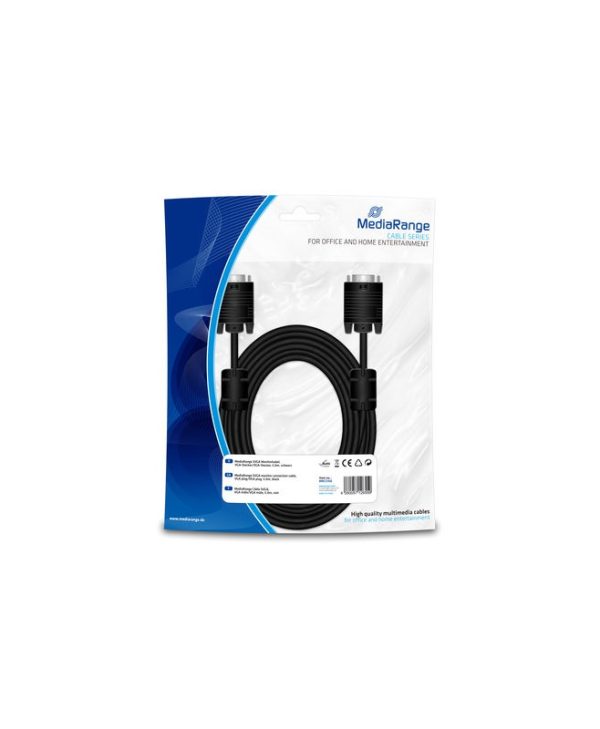 MediaRange Cable VGA Male - VGA Male with Ferrite Cores 5m Black MRCS106