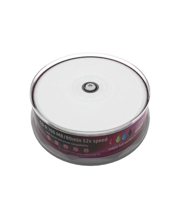 MediaRange CD-R Printable 700MB 52x 25 Pack Cake MR202