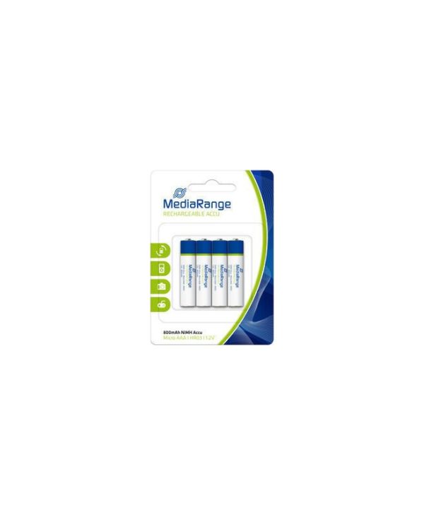 MediaRange Rechargeable NiMH Accus Battery Micro AAA HR03 1.2V 4Pack MRBAT120