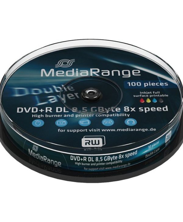 MediaRange DVD+R Double Layer Printable 8.5GB 8x 10 Pack Cake MR468