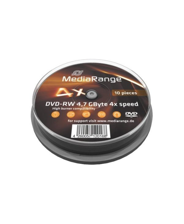 MediaRange DVD-RW Rewritable 4.7GB 4x 10 Pack Cake MR450