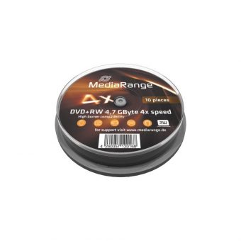MediaRange DVD+RW Rewritable 4.7GB 4x 10 Pack Cake MR451