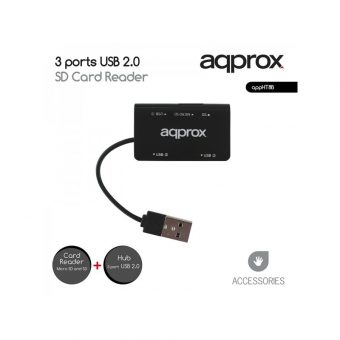 Approx 3-Port USB 2.0 Hub + SD/MicroSD Card Reader HT8B
