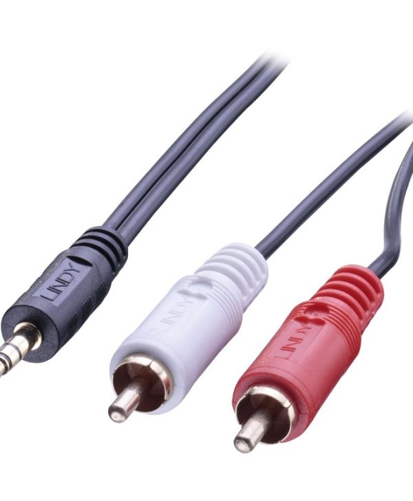 Lindy 3.5mm Audio Cable to 2x RCA Male 2m 35681