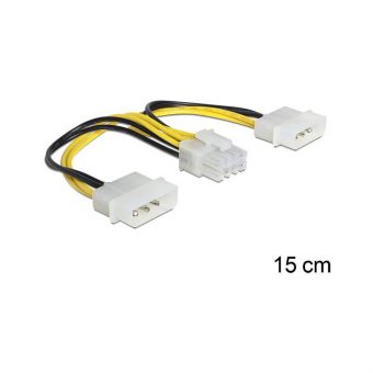 Delock Power Cable 2 x 4Pin Molex Male to 8 Pin EPS Male 15cm 83410
