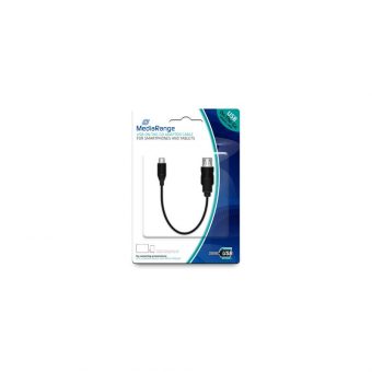 MediaRange Adapter Cable Micro USB 2.0 Male - USB 2.0 OTG Female 0.2m Black MRCS168 - Image 2