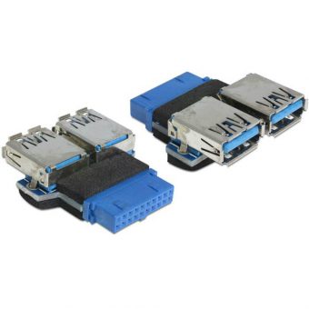 Delock Adapter USB 3.0 Pin Header Femal to 2 x USB 3.0 Female 65324