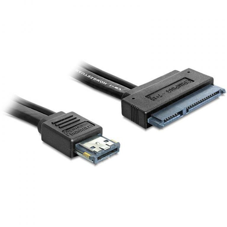 Delock eSATA 12V Male to SATA 22Pin 2.53.5 HDD 0.5m Black 84402