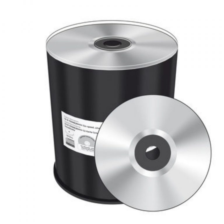 MediaRange CD-R Silver Thermal Printable 700MB 52x 100 Pack Cake MR285