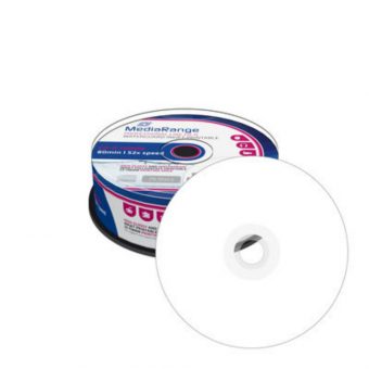 MediaRange CD-R Waterproof Printable 700MB 52x 25 Pack Cake MRPL512