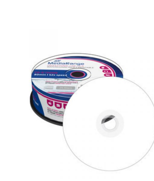 MediaRange CD-R Waterproof Printable 700MB 52x 25 Pack Cake MRPL512