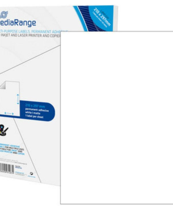 MediaRange Multi-purpose Labels A4 Permanent Adhesice White 50 Pack  MRINK140