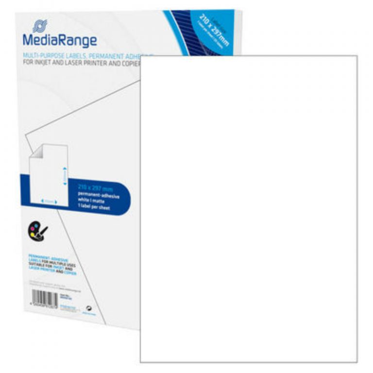 MediaRange Multi-purpose Labels A4 Permanent Adhesice White 50 Pack MRINK140