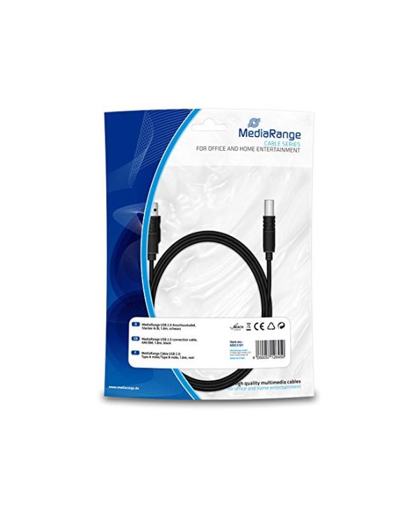 MediaRange Cable USB 2.0 A Male - USB 2.0 B Male 1.8m Black MRCS101