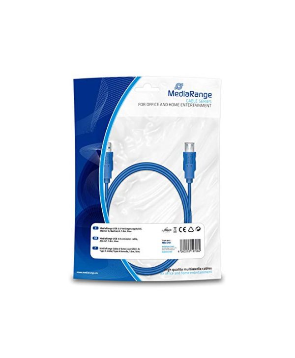 MediaRange Cable USB 3.0 A Male - USB 3.0 A Female 1.8m Blue MRCS151