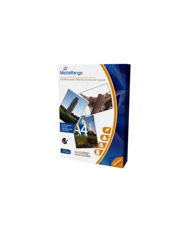 MediaRange A4 High-Glossy Photo Paper 220g 100 Sheets MRINK103