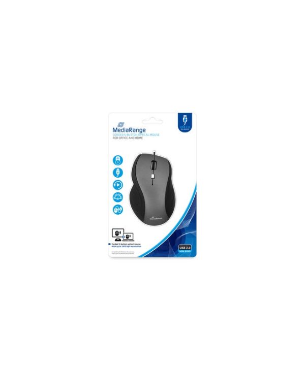 MediaRange Wired Optical Mouse Black/Grey MROS202