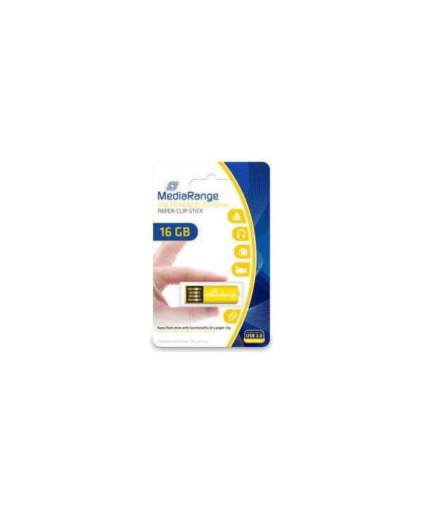 MediaRange Nano Paper-Clip 16GB USB 2.0 Yellow MR976