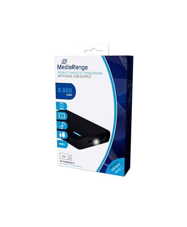 MediaRange Mobile Charger Powerbank 8.600 mAh with Dual USB Black MR752