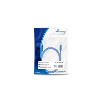 MediaRange Cable USB 2.0 A Male - USB 2.0 B Male 1.8m with Blue LEDs MRCS109 - Image 2