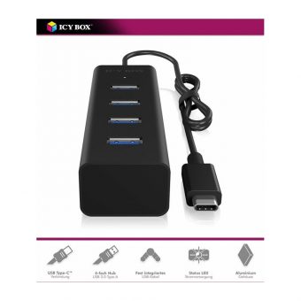 RaidSonic Icy Box IB-HUB1409-C3 USB 3.0 Type-C 4-Port USB 3.0 Hub Black - Image 5
