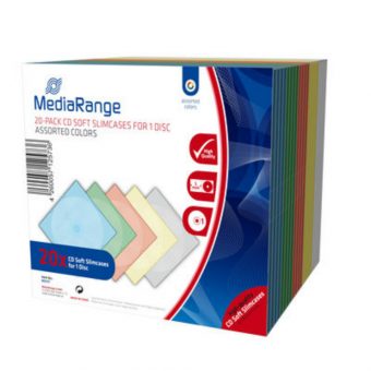 MediaRange CD Soft Slimcase for 1 Disc 5mm Assorted Colors 20Pack BOX37