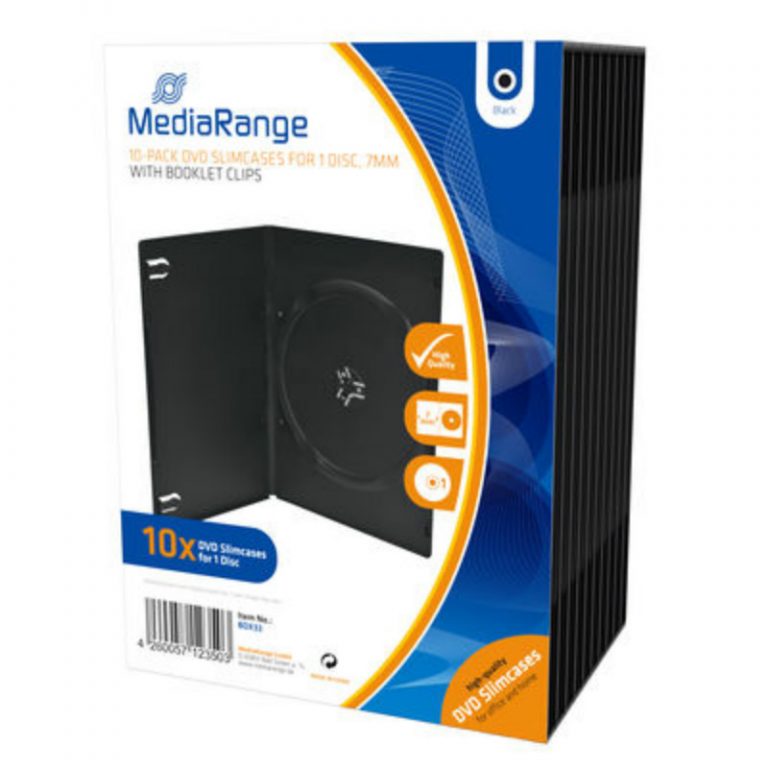 MediaRange DVD Slimcase for 1 Disc 7mm 10 Pack Black BOX33