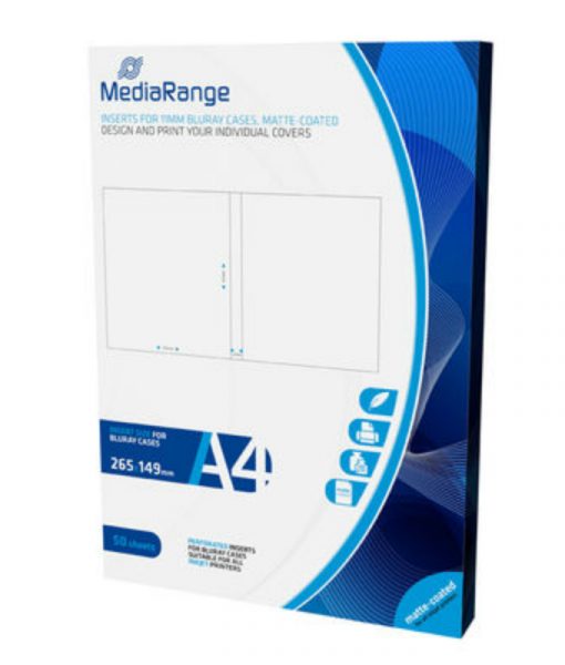 MediaRange Matte Inserts for 11mm Blu-Ray Cases 50 Pack MRINK123