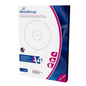 MediaRange Matte Labels for 41-118mm CD/DVD/BD 100 Pack MRINK131