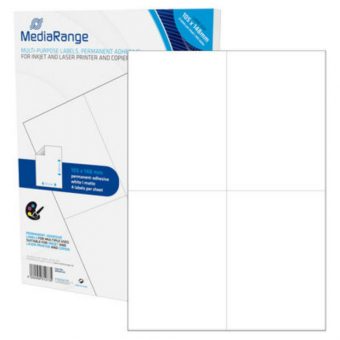 MediaRange Multi-Purpose Labels 105x148mm Permanent Adhesive White 200 Pack MRINK143
