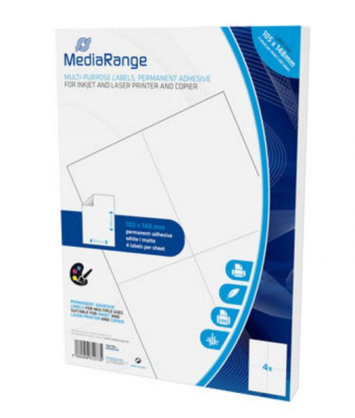 MediaRange Multi-Purpose Labels 105x148mm Permanent Adhesive White 200 Pack MRINK143_1