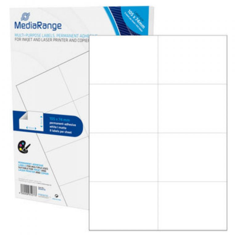 MediaRange Multi-Purpose Labels 105x74mm Permanent Adhesive White 400 Pack MRINK145