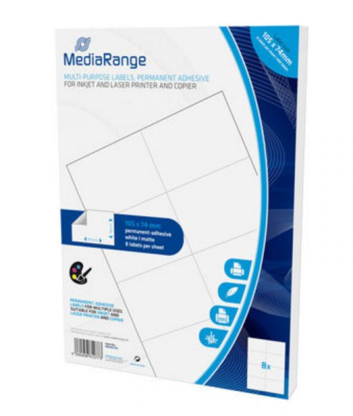 MediaRange Multi-Purpose Labels 105x74mm Permanent Adhesive White 400 Pack MRINK145_1