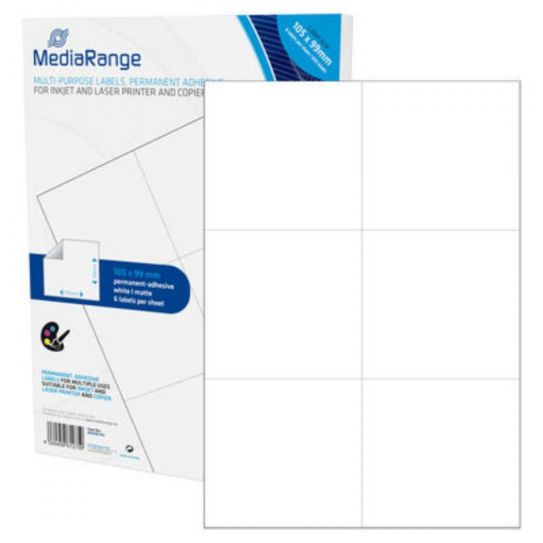 MediaRange Multi-Purpose Labels 105x99mm Permanent Adhesive White 300 Pack MRINK144