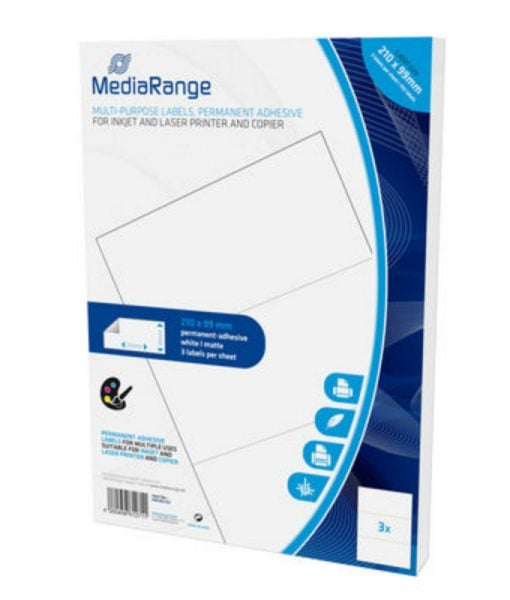 MediaRange Multi-Purpose Labels 210x99mm Permanent Adhesive White 150 Pack MRINK142_1
