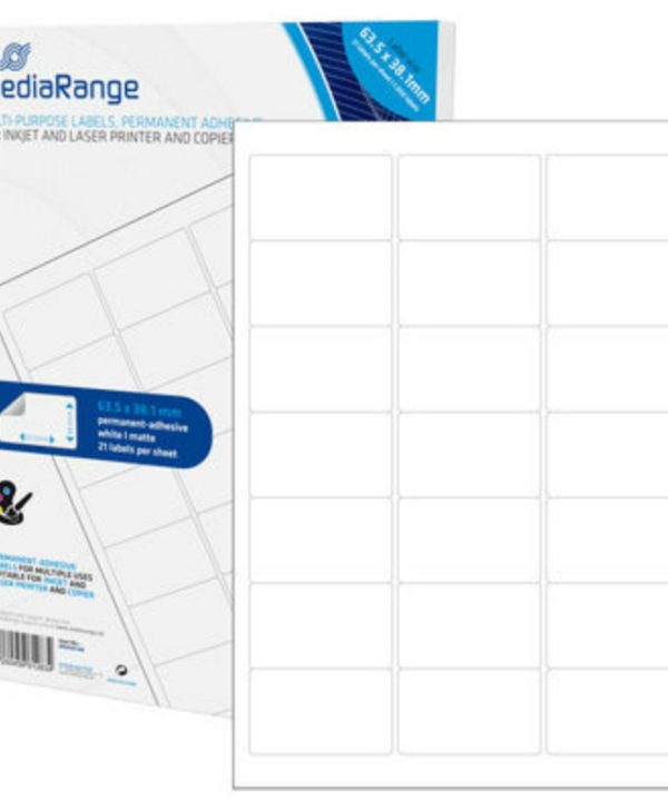 MediaRange Multi-Purpose Labels 63.5x38.1mm Permanent Adhesive White 1050 Pack MRINK148