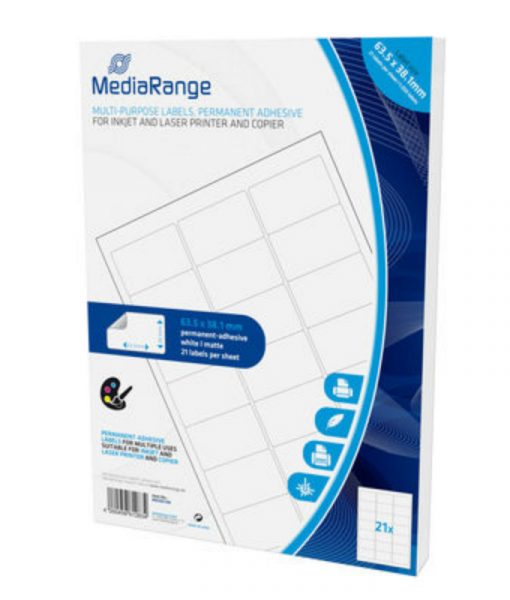 MediaRange Multi-Purpose Labels 63.5×38.1mm Permanent Adhesive White 1050 Pack MRINK148_1