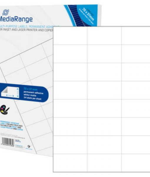 MediaRange Multi-Purpose Labels 70x37mm Permanent Adhesive White 1200 Pack MRINK149
