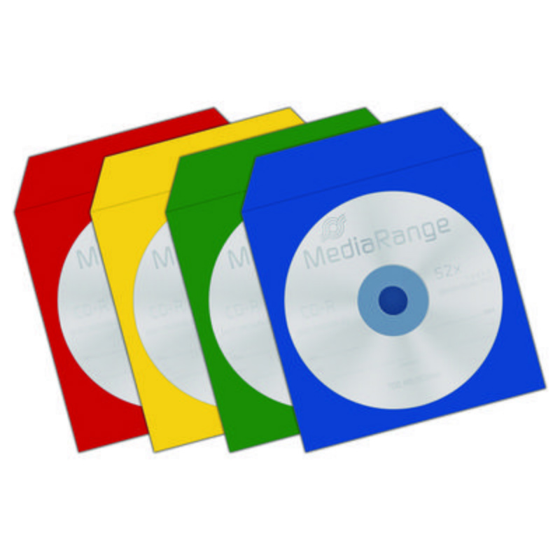 MediaRange Paper Sleeves for 1 Disc Assorted Colors 100Pack BOX67_2