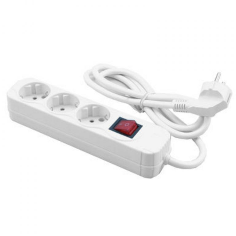 MediaRange Socket Strip 3-Way Schuko with Power Switch & Child Protection 1.4m White MRCS205